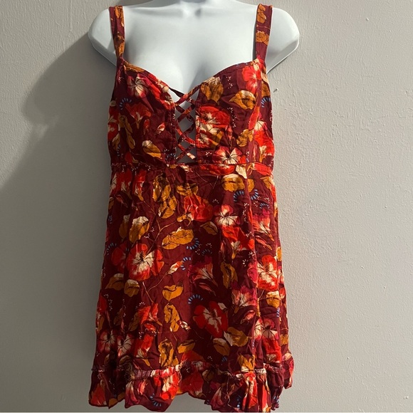 Free People 'Lattice Lovers' Lace-Up Minidress Medium - Picture 7 of 14